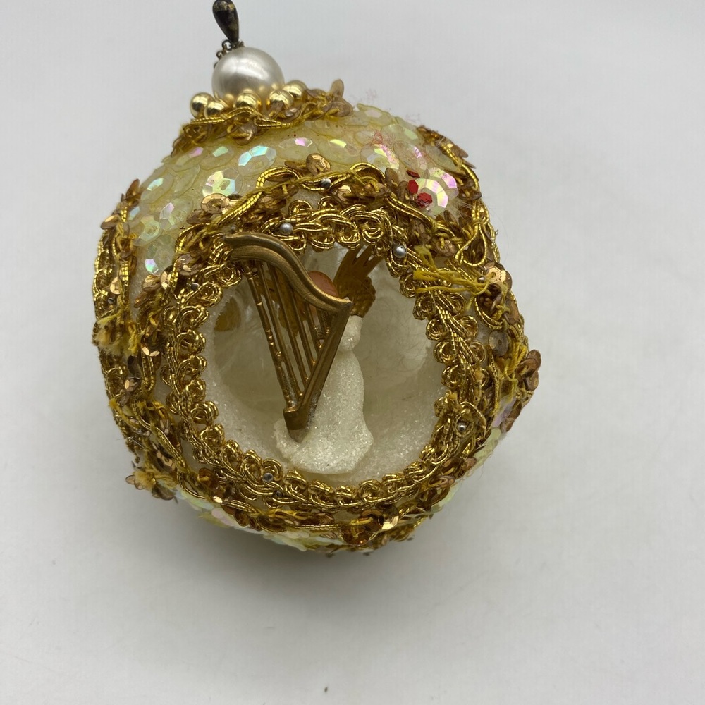 Vintage Christmas styrofoam Angels Sequin Beaded handmade ornament